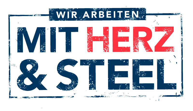 Wir arbeiten mit Herz und Steel Stempel